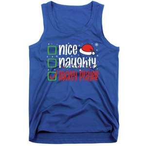 Nice Naughty Hockey Player Holiday Xmas 2023 Funny Christmas Gift Tank Top