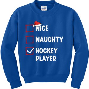 Nice Naughty Hockey Player List Christmas Santa Claus Cool Gift Kids Sweatshirt