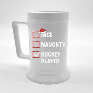 Nice Naughty Hockey Player List Christmas Santa Claus Cool Gift Beer Stein