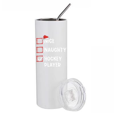 Nice Naughty Hockey Player List Christmas Santa Claus Cool Gift Stainless Steel Tumbler