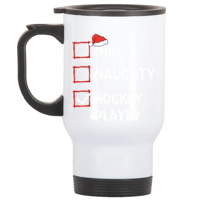 Nice Naughty Hockey Player List Christmas Santa Claus Cool Gift Stainless Steel Travel Mug