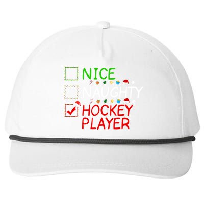 Nice Naughty Hockey Player List Christmas Santa Claus Gift Snapback Five-Panel Rope Hat