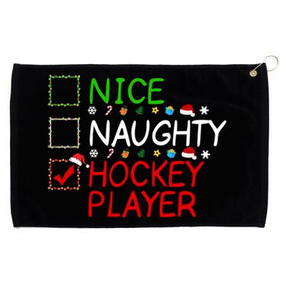 Nice Naughty Hockey Player List Christmas Santa Claus Gift Grommeted Golf Towel