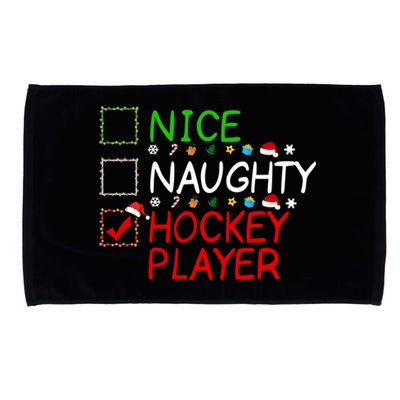 Nice Naughty Hockey Player List Christmas Santa Claus Gift Microfiber Hand Towel