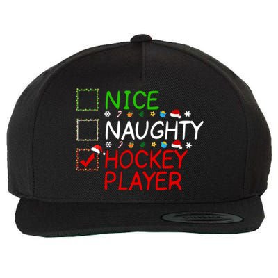 Nice Naughty Hockey Player List Christmas Santa Claus Gift Wool Snapback Cap