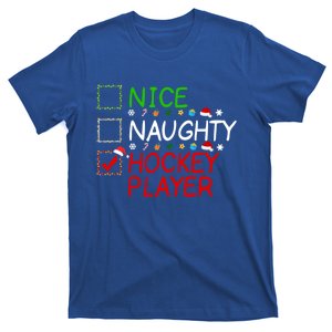 Nice Naughty Hockey Player List Christmas Santa Claus Gift T-Shirt