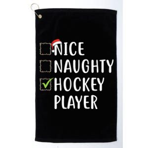 Nice Naughty Hockey Player List Christmas Santa Pajama Claus Gift Platinum Collection Golf Towel