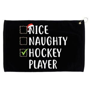 Nice Naughty Hockey Player List Christmas Santa Pajama Claus Gift Grommeted Golf Towel