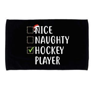 Nice Naughty Hockey Player List Christmas Santa Pajama Claus Gift Microfiber Hand Towel