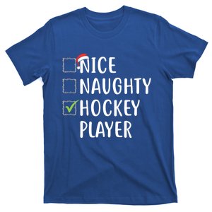 Nice Naughty Hockey Player List Christmas Santa Pajama Claus Gift T-Shirt