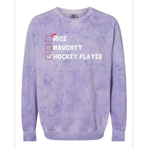 Nice Naughty Hockey Player List Santa Christmas Xmas Pjs Gift Colorblast Crewneck Sweatshirt