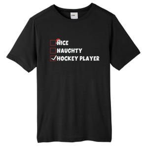 Nice Naughty Hockey Player List Santa Christmas Xmas Pjs Gift Tall Fusion ChromaSoft Performance T-Shirt