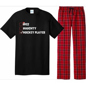 Nice Naughty Hockey Player List Santa Christmas Xmas Pjs Gift Pajama Set