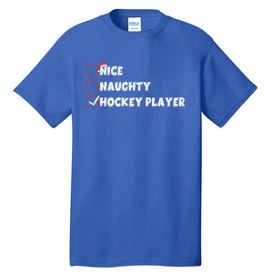 Nice Naughty Hockey Player List Santa Christmas Xmas Pjs Gift Tall T-Shirt