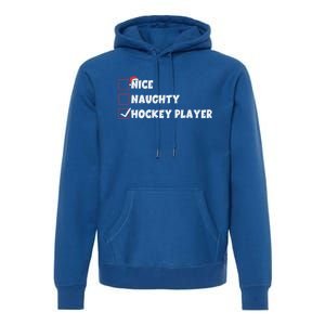 Nice Naughty Hockey Player List Santa Christmas Xmas Pjs Gift Premium Hoodie