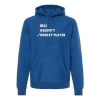 Nice Naughty Hockey Player List Santa Christmas Xmas Pjs Gift Premium Hoodie