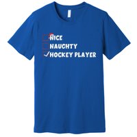 Nice Naughty Hockey Player List Santa Christmas Xmas Pjs Gift Premium T-Shirt