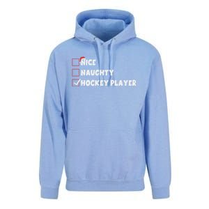 Nice Naughty Hockey Player List Santa Christmas Xmas Pjs Gift Unisex Surf Hoodie