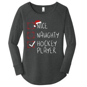 Nice Naughty Hockey Player List Christmas Santa Claus Women's Perfect Tri Tunic Long Sleeve Shirt