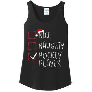 Nice Naughty Hockey Player List Christmas Santa Claus Ladies Essential Tank