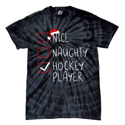 Nice Naughty Hockey Player List Christmas Santa Claus Tie-Dye T-Shirt