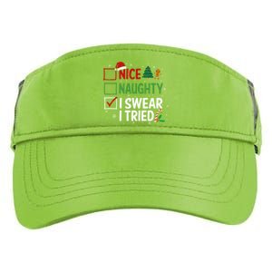 Nice Naughty I Swear I Tried Christmas List Xmas Santa Claus Gift Adult Drive Performance Visor