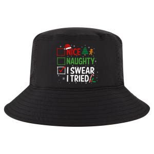 Nice Naughty I Swear I Tried Christmas List Xmas Santa Claus Gift Cool Comfort Performance Bucket Hat