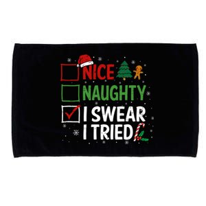 Nice Naughty I Swear I Tried Christmas List Xmas Santa Claus Gift Microfiber Hand Towel