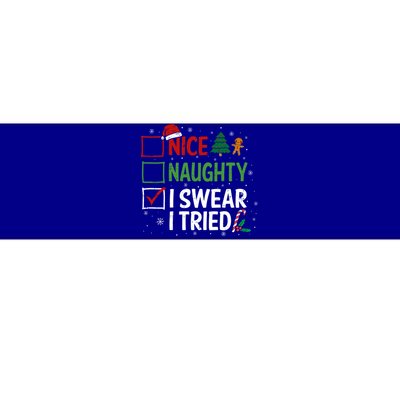 Nice Naughty I Swear I Tried Christmas List Xmas Santa Claus Gift Bumper Sticker