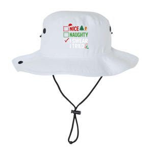 Nice Naughty I Swear I Tried Christmas List Xmas Santa Claus Gift Legacy Cool Fit Booney Bucket Hat