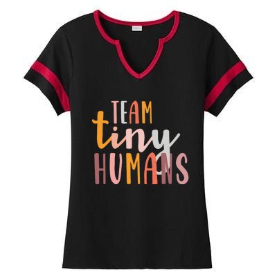 NICU Nurse ICU Neonatal Boho Colorful Retro Team Tiny Humans Ladies Halftime Notch Neck Tee