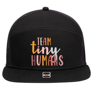 NICU Nurse ICU Neonatal Boho Colorful Retro Team Tiny Humans 7 Panel Mesh Trucker Snapback Hat