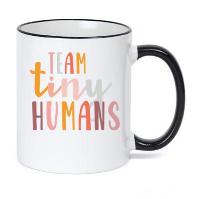 NICU Nurse ICU Neonatal Boho Colorful Retro Team Tiny Humans 11oz Black Color Changing Mug