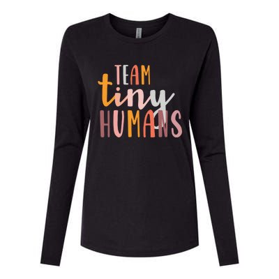 NICU Nurse ICU Neonatal Boho Colorful Retro Team Tiny Humans Womens Cotton Relaxed Long Sleeve T-Shirt