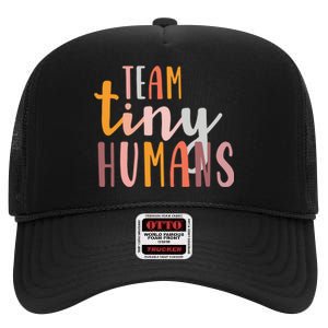 NICU Nurse ICU Neonatal Boho Colorful Retro Team Tiny Humans High Crown Mesh Back Trucker Hat