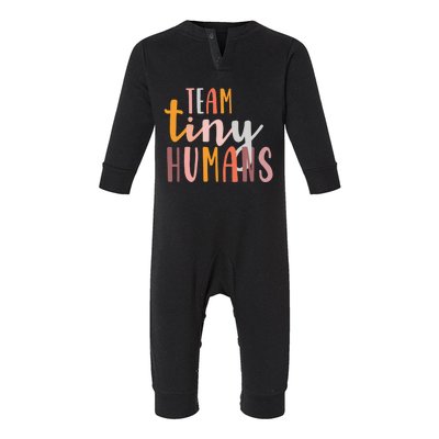 NICU Nurse ICU Neonatal Boho Colorful Retro Team Tiny Humans Infant Fleece One Piece