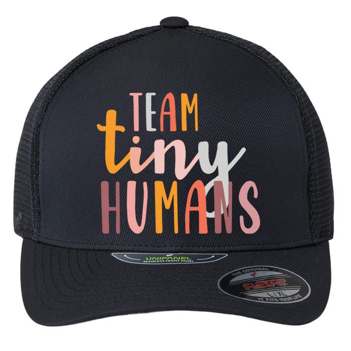 NICU Nurse ICU Neonatal Boho Colorful Retro Team Tiny Humans Flexfit Unipanel Trucker Cap