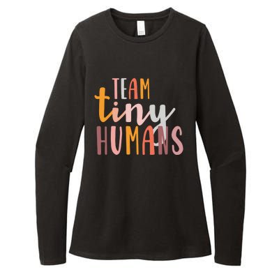 NICU Nurse ICU Neonatal Boho Colorful Retro Team Tiny Humans Womens CVC Long Sleeve Shirt