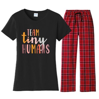 NICU Nurse ICU Neonatal Boho Colorful Retro Team Tiny Humans Women's Flannel Pajama Set