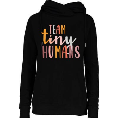 NICU Nurse ICU Neonatal Boho Colorful Retro Team Tiny Humans Womens Funnel Neck Pullover Hood