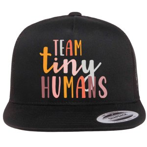 NICU Nurse ICU Neonatal Boho Colorful Retro Team Tiny Humans Flat Bill Trucker Hat