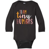 NICU Nurse ICU Neonatal Boho Colorful Retro Team Tiny Humans Baby Long Sleeve Bodysuit