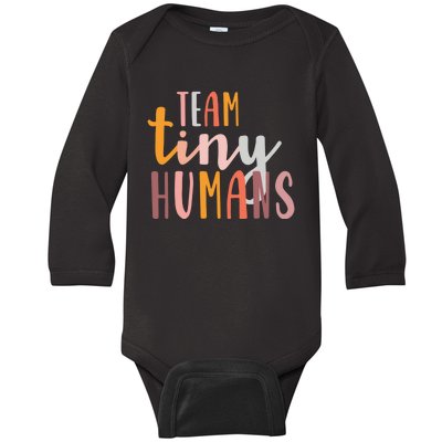 NICU Nurse ICU Neonatal Boho Colorful Retro Team Tiny Humans Baby Long Sleeve Bodysuit