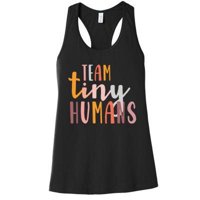 NICU Nurse ICU Neonatal Boho Colorful Retro Team Tiny Humans Women's Racerback Tank