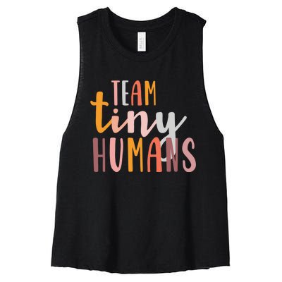 NICU Nurse ICU Neonatal Boho Colorful Retro Team Tiny Humans Women's Racerback Cropped Tank