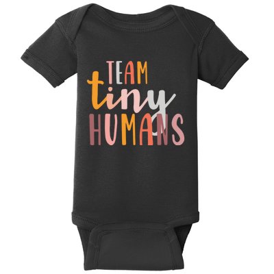 NICU Nurse ICU Neonatal Boho Colorful Retro Team Tiny Humans Baby Bodysuit