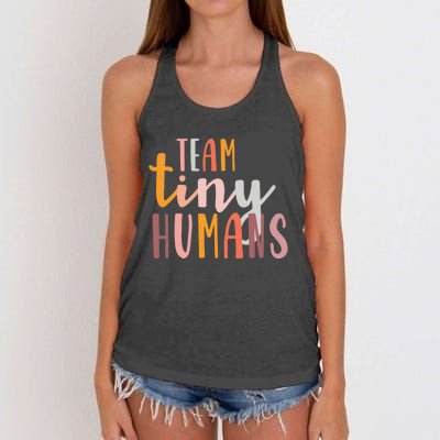 NICU Nurse ICU Neonatal Boho Colorful Retro Team Tiny Humans Women's Knotted Racerback Tank