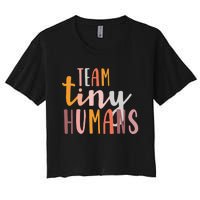 NICU Nurse ICU Neonatal Boho Colorful Retro Team Tiny Humans Women's Crop Top Tee