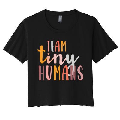 NICU Nurse ICU Neonatal Boho Colorful Retro Team Tiny Humans Women's Crop Top Tee