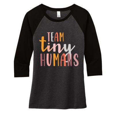 NICU Nurse ICU Neonatal Boho Colorful Retro Team Tiny Humans Women's Tri-Blend 3/4-Sleeve Raglan Shirt